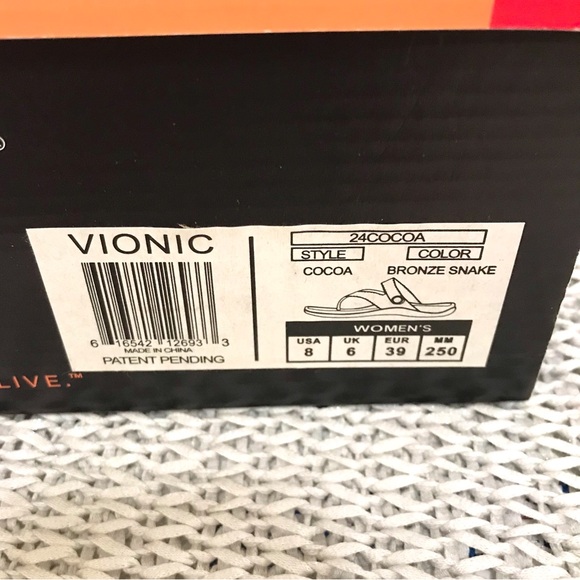 NIB Vionic Cocoa Sandals in Bronze Snake - Picture 4 of 16